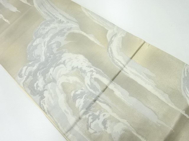 JAPANESE KIMONO / ANTIQUE FUKURO OBI / SILK / WOVEN ABSTRACT WATERFALL